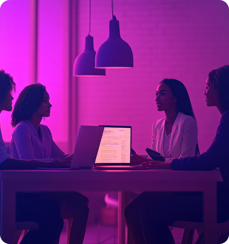 Underdogs collaborating on laptop